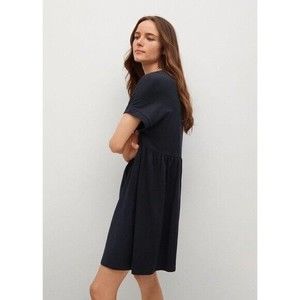 Everlane Women Black Cotton Swing Short Sleeve Dress S